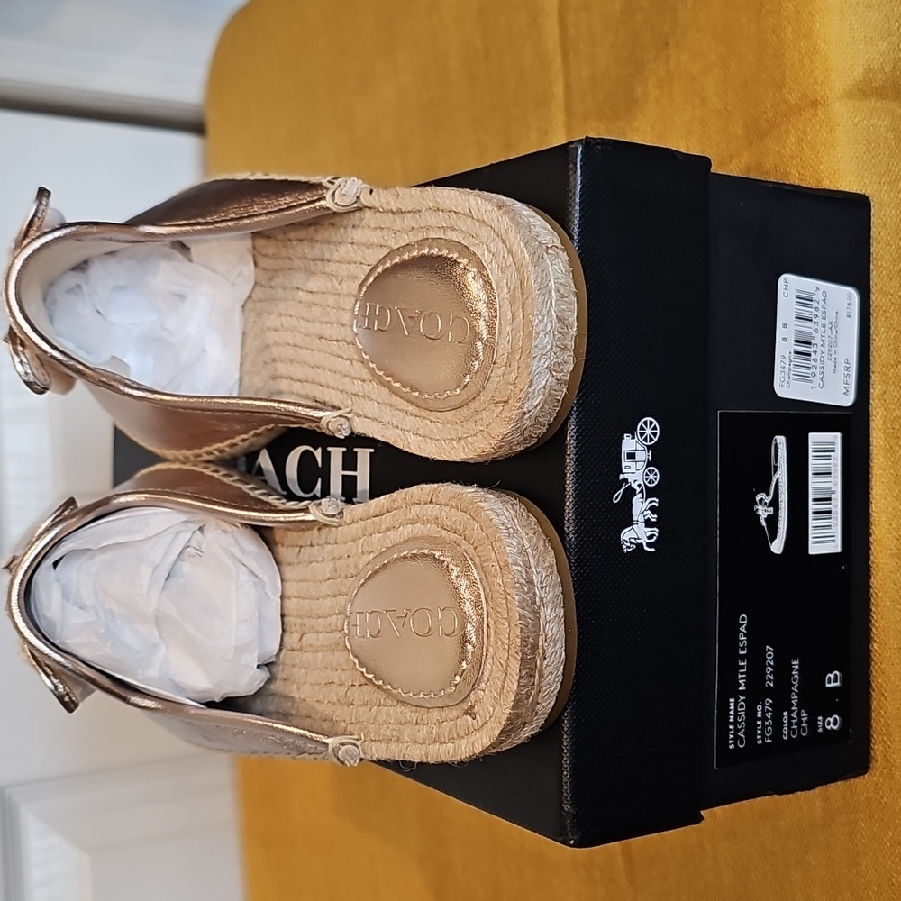 Coach Cassidy Metallic Champagne Esparadilles Sz 8 NIB MSRP $178 - Picture 4 of 7